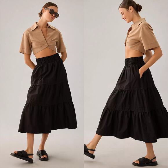 Anthropologie Maeve The Somerset Maxi Skirt Black - Picture 1 of 11